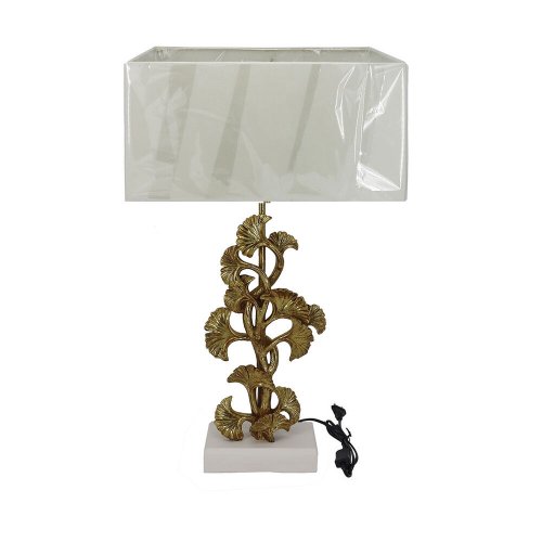 Bordslampa DKD Home Decor Gyllene Polyester Vit Harts (38 x 20 x 59,5 cm)
